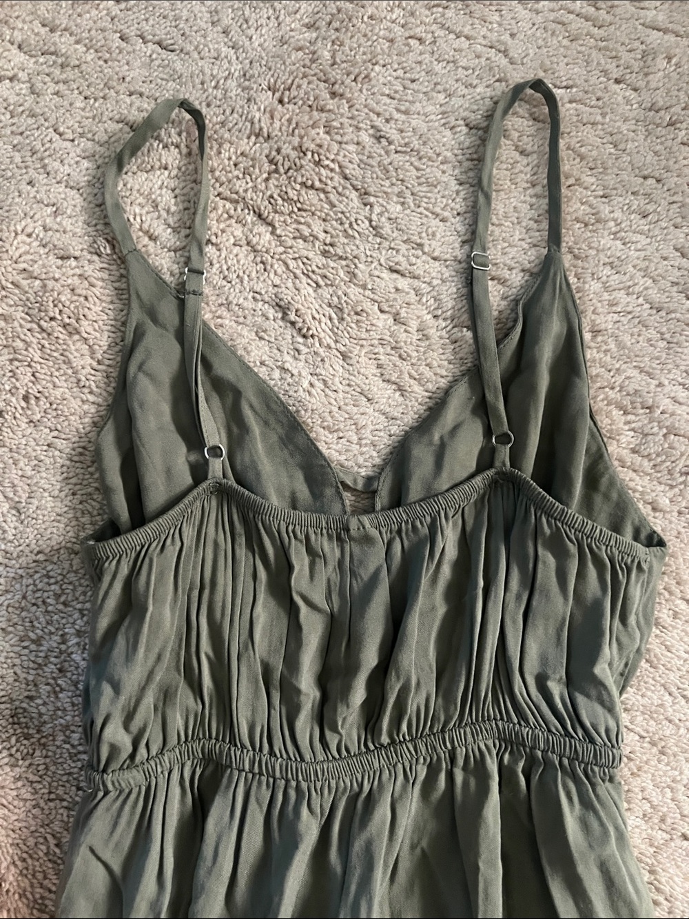 Olive Green Tiered Maxi Dress - Picture 3 of 3